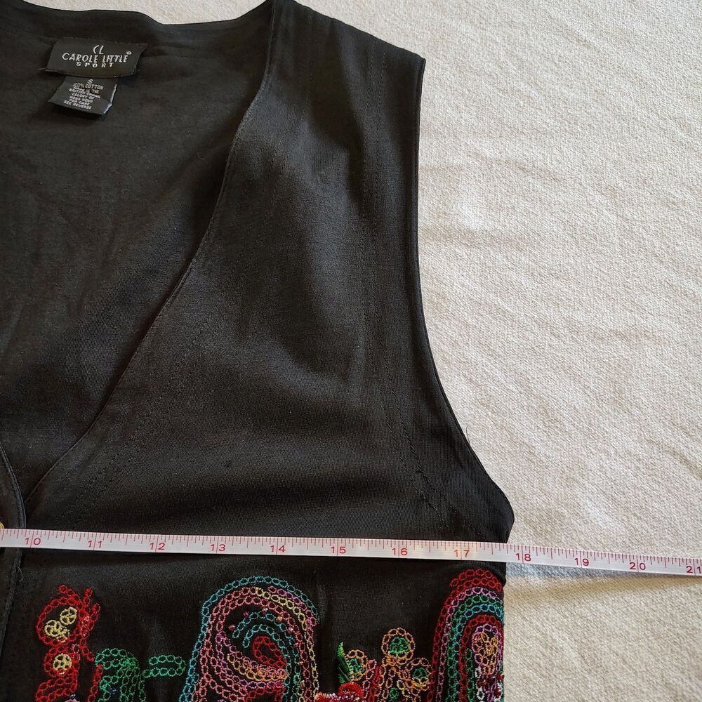 Vintage Beaded Paisley Embroidered Vest Womens Size S Black Boho Retro - Picture 5 of 7